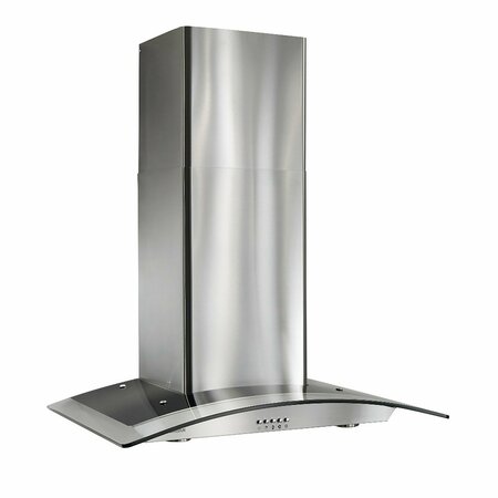 ALMO 450 CFM 35-7/16-in. Arched Glass Wall Mount Chimney Hood with Halogen Lighting B5636SS